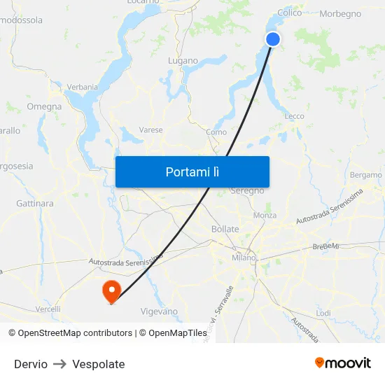 Dervio to Vespolate map