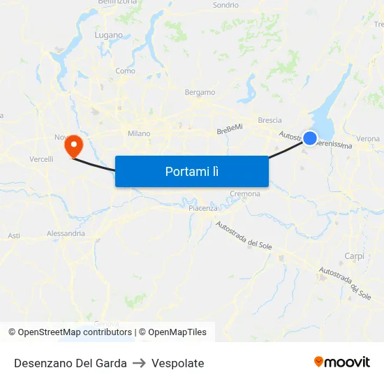 Desenzano Del Garda to Vespolate map