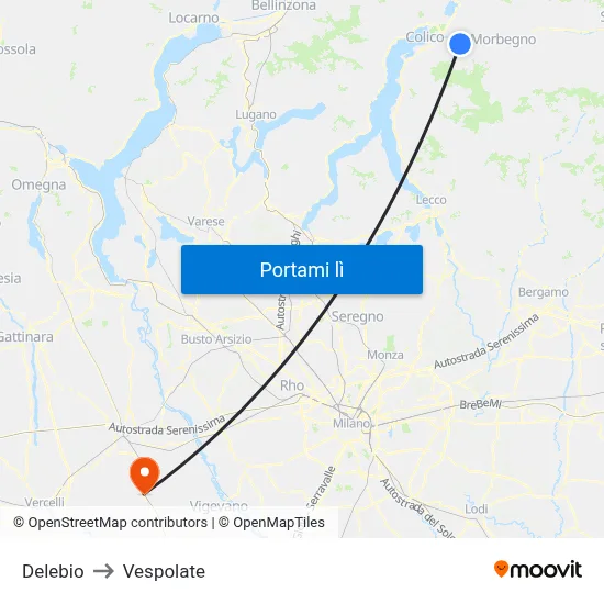 Delebio to Vespolate map