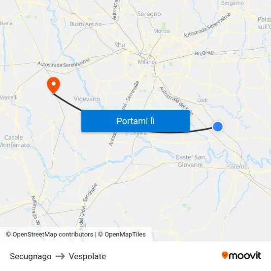 Secugnago to Vespolate map