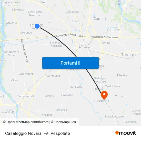 Casaleggio Novara to Vespolate map