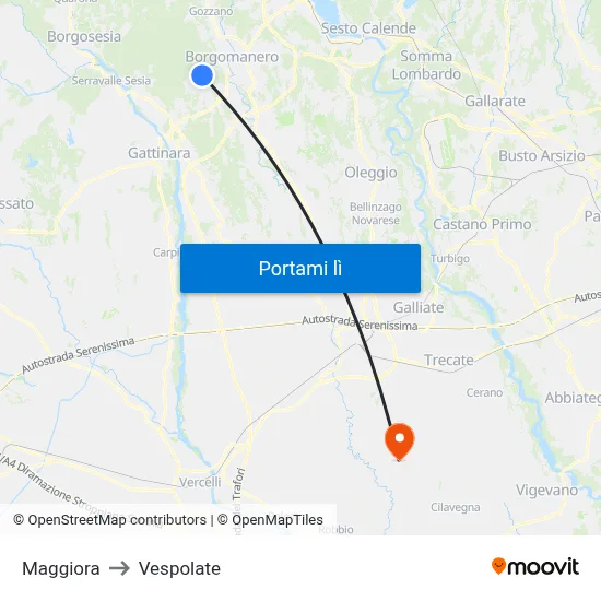 Maggiora to Vespolate map