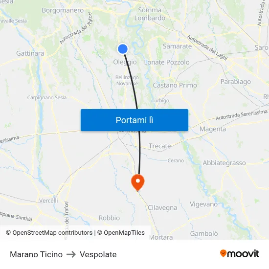 Marano Ticino to Vespolate map