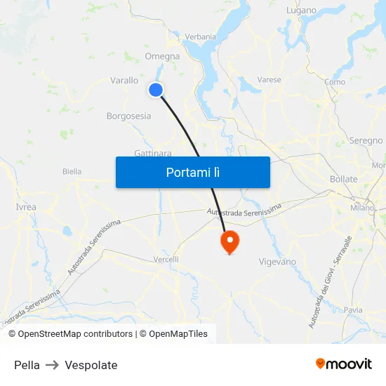 Pella to Vespolate map