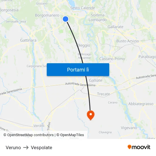 Veruno to Vespolate map