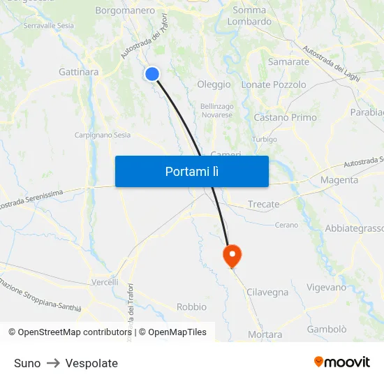 Suno to Vespolate map