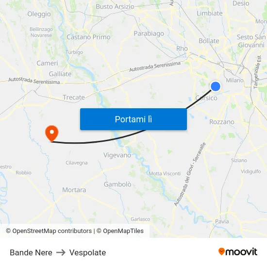 Bande Nere to Vespolate map