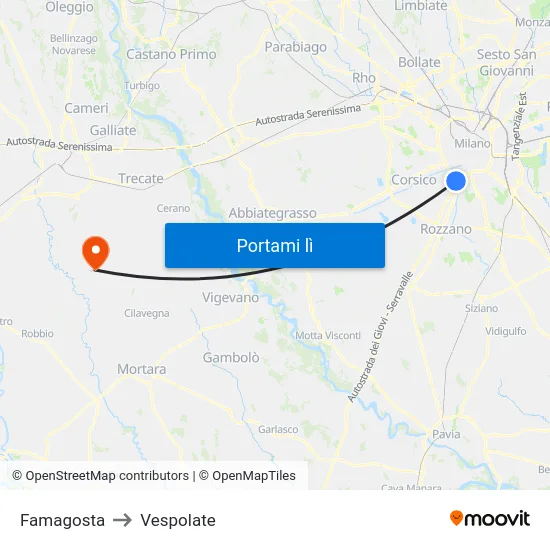 Famagosta to Vespolate map