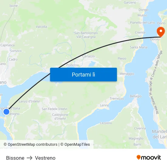 Bissone to Vestreno map