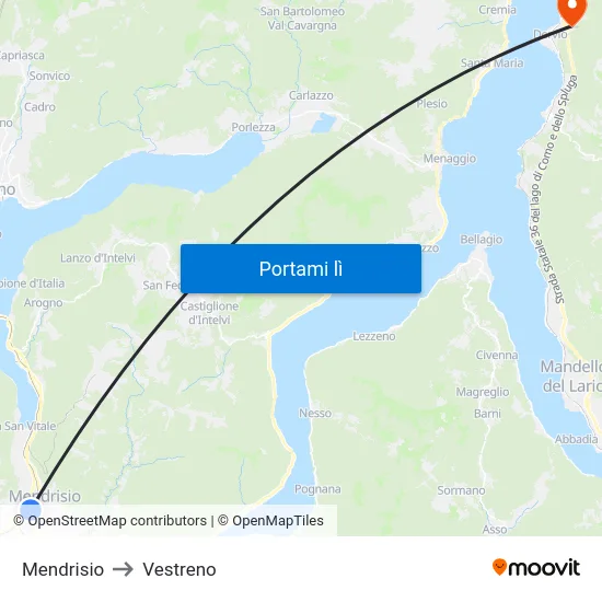 Mendrisio to Vestreno map