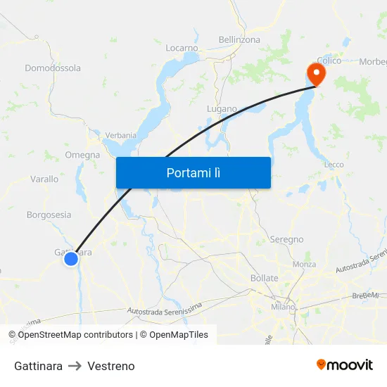 Gattinara to Vestreno map