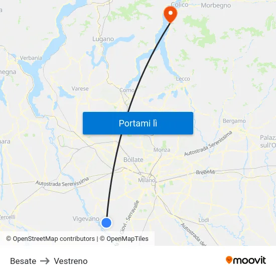 Besate to Vestreno map