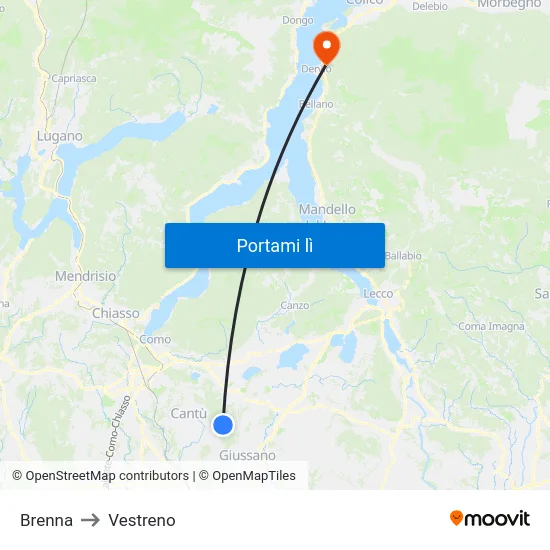 Brenna to Vestreno map