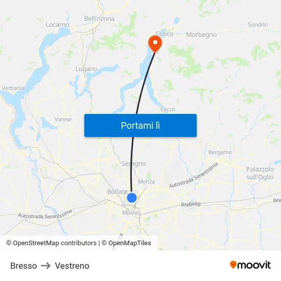 Bresso to Vestreno map