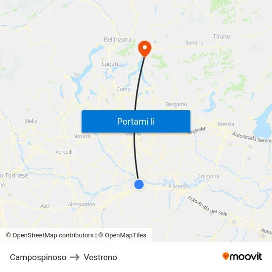 Campospinoso to Vestreno map