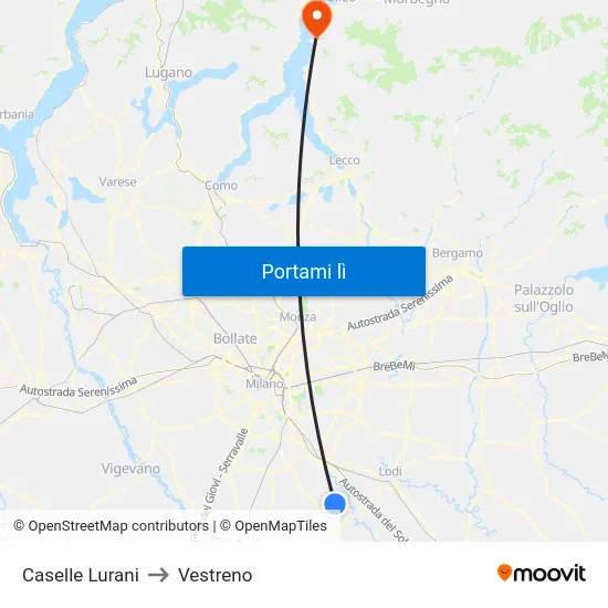 Caselle Lurani to Vestreno map