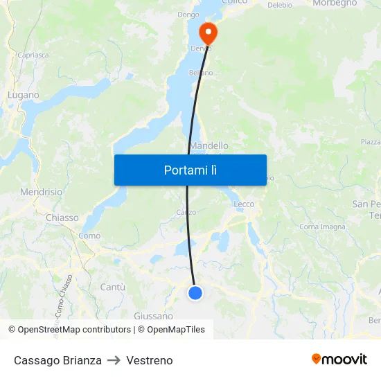Cassago Brianza to Vestreno map