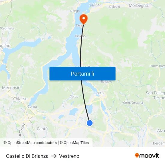 Castello Di Brianza to Vestreno map