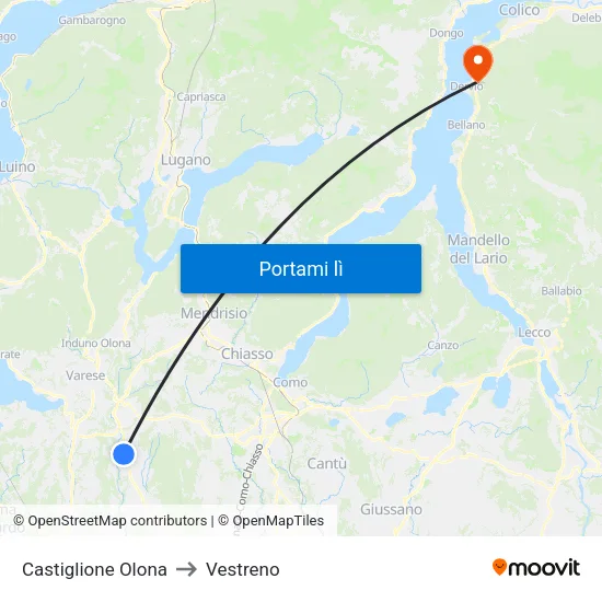 Castiglione Olona to Vestreno map