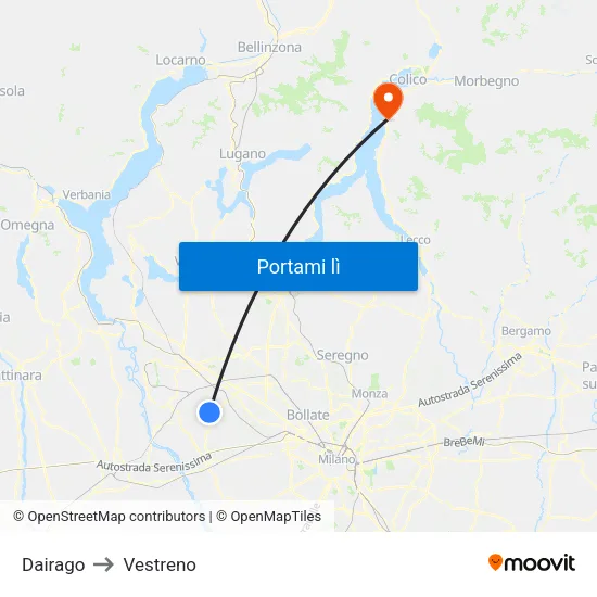 Dairago to Vestreno map