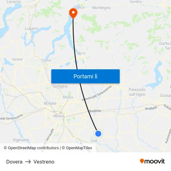 Dovera to Vestreno map