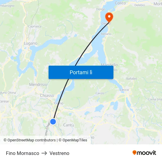 Fino Mornasco to Vestreno map