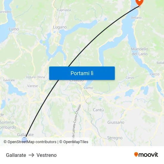 Gallarate to Vestreno map