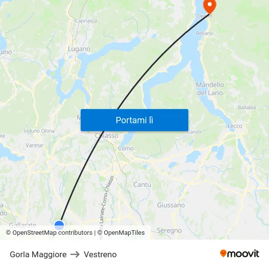 Gorla Maggiore to Vestreno map
