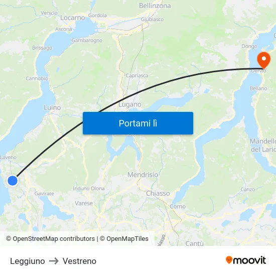 Leggiuno to Vestreno map