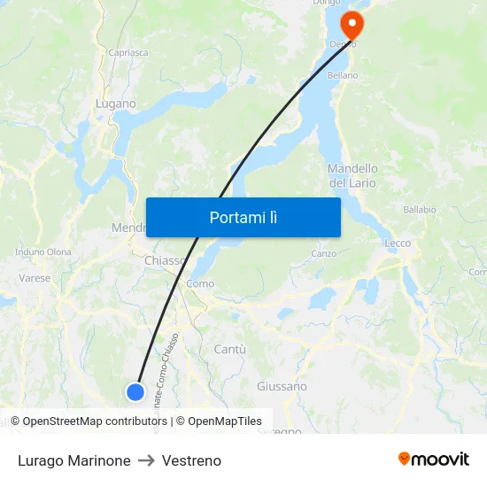Lurago Marinone to Vestreno map