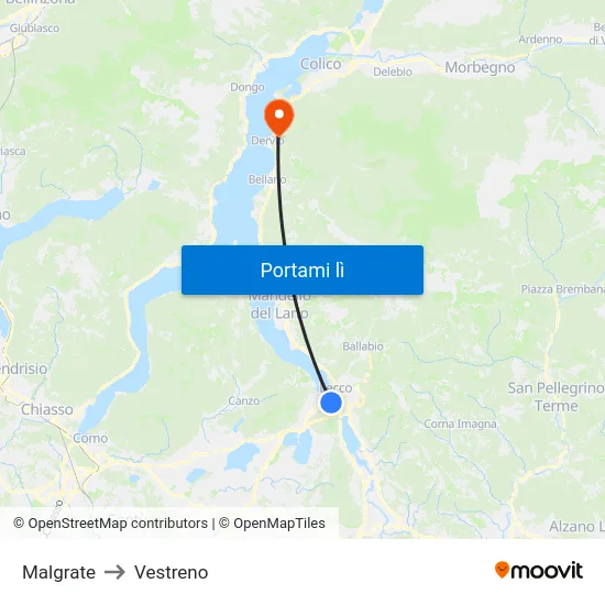 Malgrate to Vestreno map