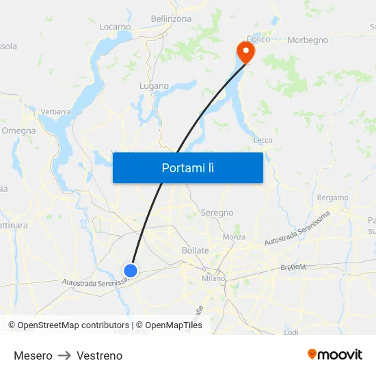 Mesero to Vestreno map