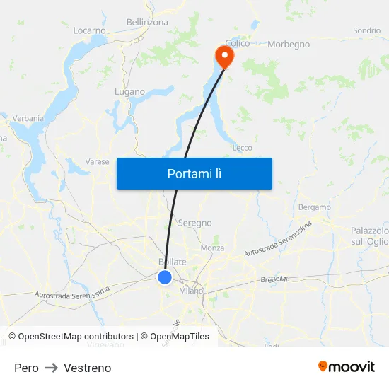 Pero to Vestreno map