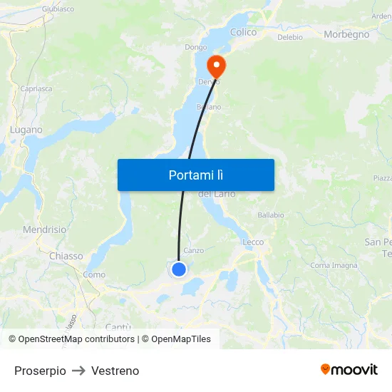 Proserpio to Vestreno map