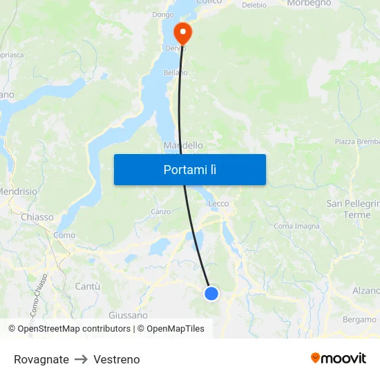Rovagnate to Vestreno map