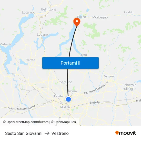 Sesto San Giovanni to Vestreno map
