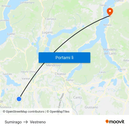 Sumirago to Vestreno map