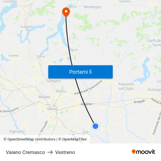 Vaiano Cremasco to Vestreno map
