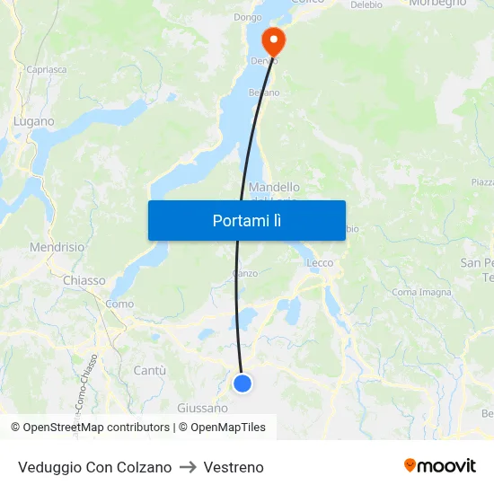 Veduggio Con Colzano to Vestreno map