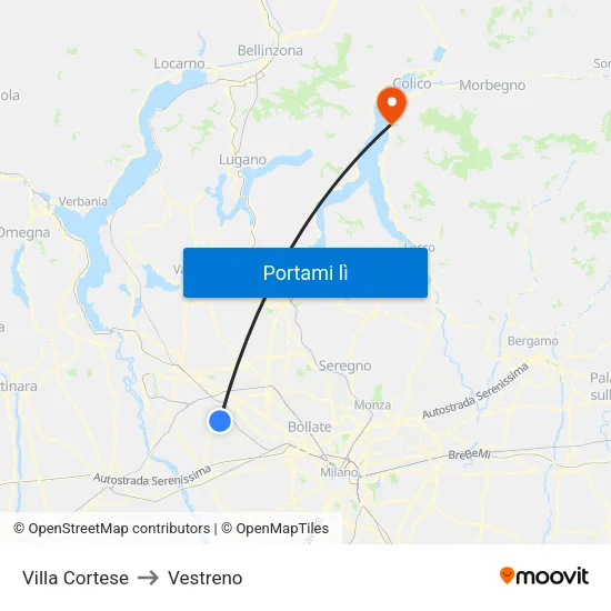Villa Cortese to Vestreno map