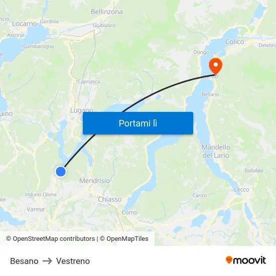 Besano to Vestreno map