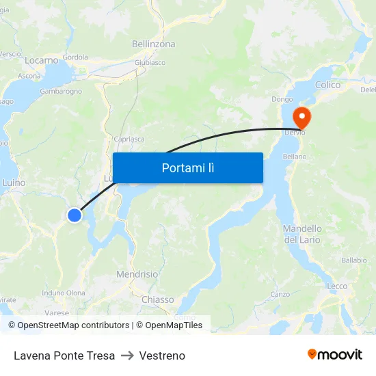 Lavena Ponte Tresa to Vestreno map