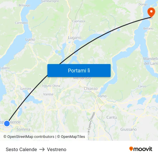 Sesto Calende to Vestreno map