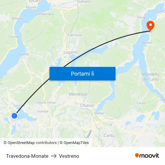 Travedona-Monate to Vestreno map