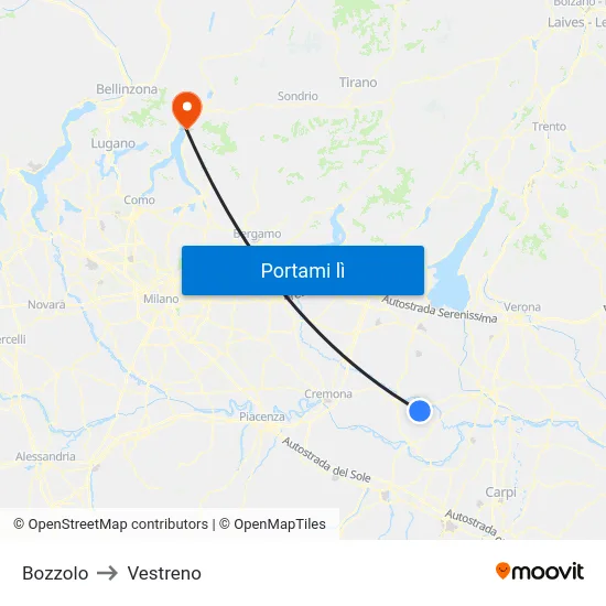 Bozzolo to Vestreno map