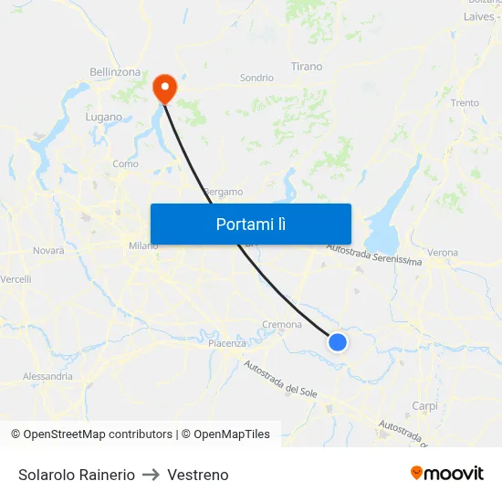 Solarolo Rainerio to Vestreno map
