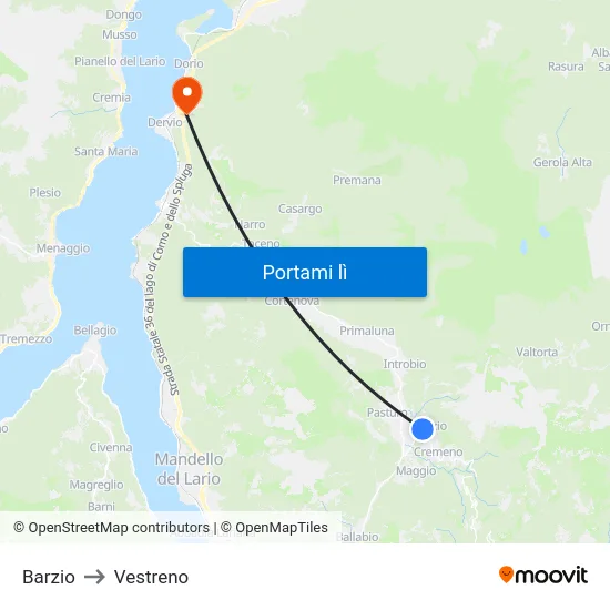 Barzio to Vestreno map