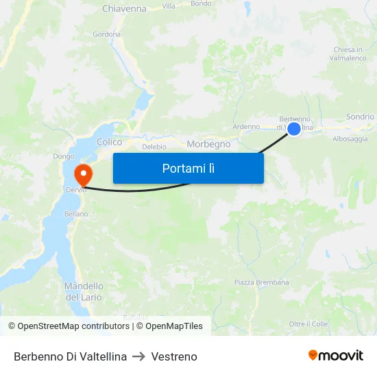 Berbenno Di Valtellina to Vestreno map