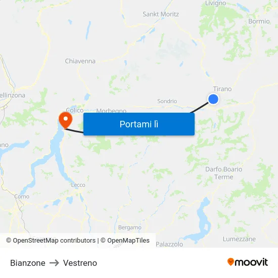 Bianzone to Vestreno map