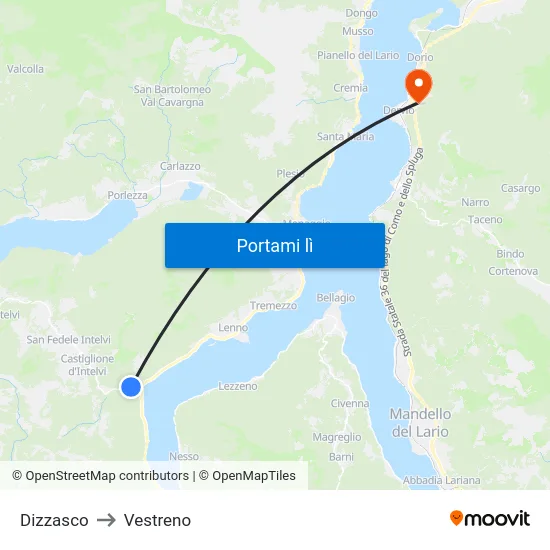 Dizzasco to Vestreno map